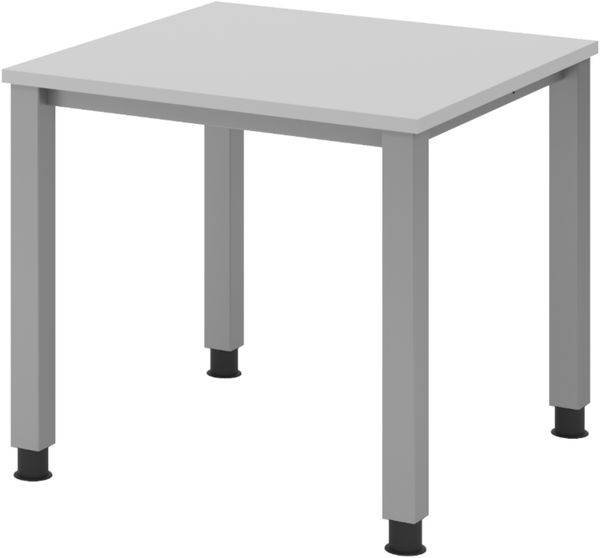 bümö manuell höhenverstellbarer Schreibtisch 80x80 cm in grau - PC Tisch höhenverstellbar & klein, höhenverstellbarer Tisch Büro, kleiner Computertisch verstellbar, Q-Serie, QS-08-5
