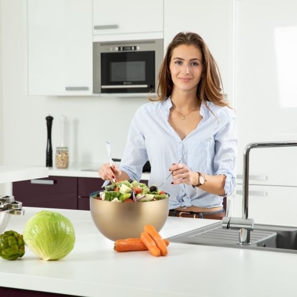 2 x Salatschüssel Edelstahl rosa/gold Bild 3