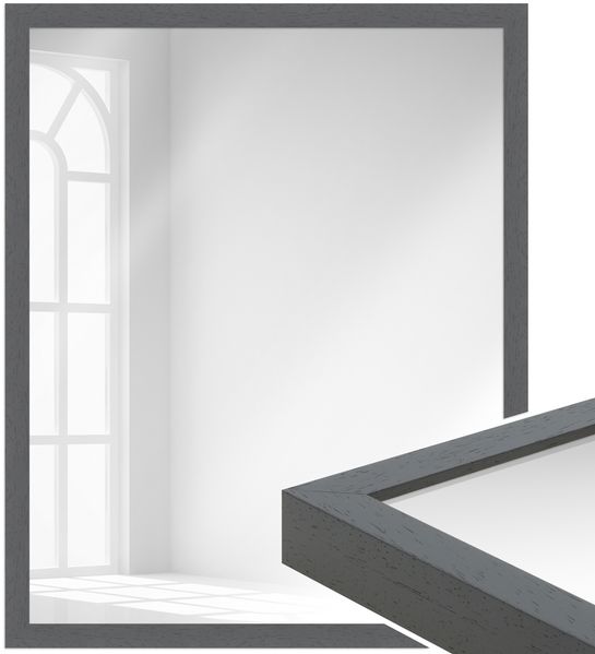 WANDStyle Wandspiegel H960 aus Massivholz in Grau 53 x 63 cm im Stil Modern