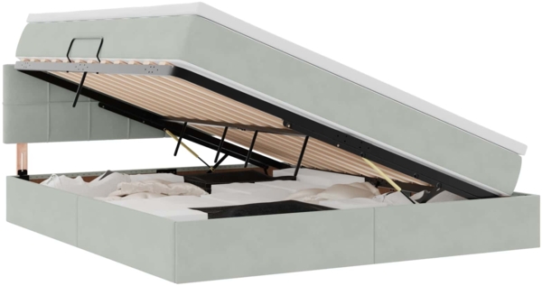 vidaXL Aufbewahrungsbett mit Matratze Hellgrau 180x200 cm Samt 3370773