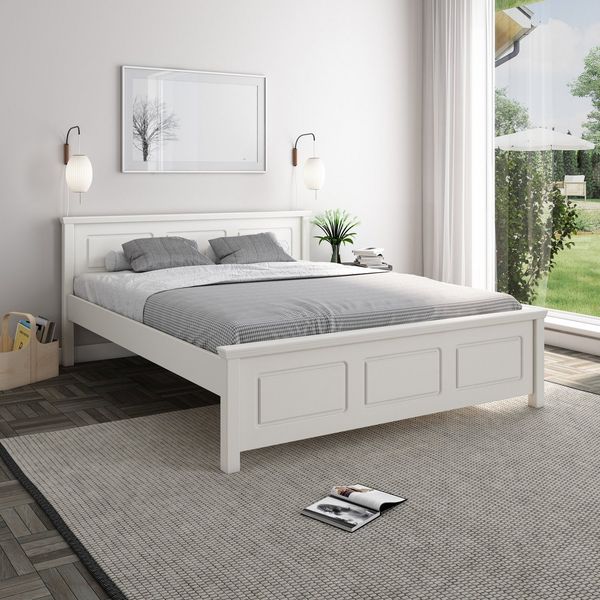 Home affaire Massivholzbett "ERIK", Made in Europe, optional mit Schublade, Massivholz Kiefer (FSC® zertifiziert), in mehreren Größen, Landhausstil mit Kassettenoptik