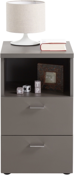 FMD Möbel - COLIMA 1 - Nachtkonsole mit 2 Schubkästen und 1 offenen Fach - melaminharzbeschichtete Spanplatte - Lava - 35 x 61,5 x 39,9cm Bild 3