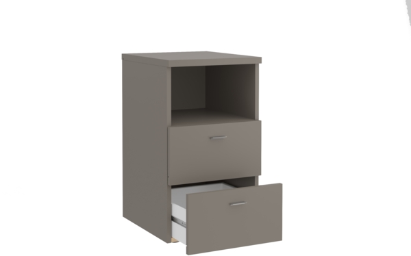 FMD Möbel - COLIMA 1 - Nachtkonsole mit 2 Schubkästen und 1 offenen Fach - melaminharzbeschichtete Spanplatte - Lava - 35 x 61,5 x 39,9cm Bild 2