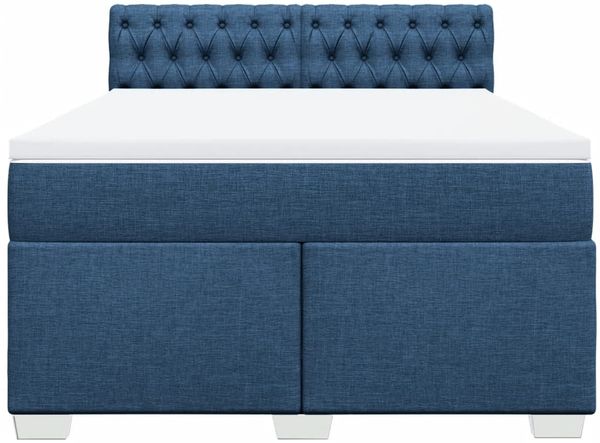vidaXL Boxspringbett mit Matratze Blau 140x190 cm Stoff 3288196 Bild 6
