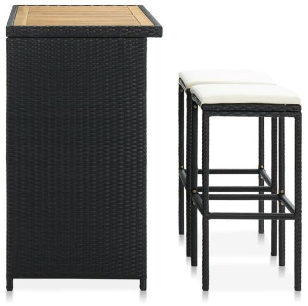 vidaXL 3-tlg. Bar-Set Poly Rattan Schwarz 313473 Bild 3