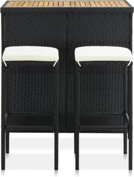 vidaXL 3-tlg. Bar-Set Poly Rattan Schwarz 313473 Bild 2