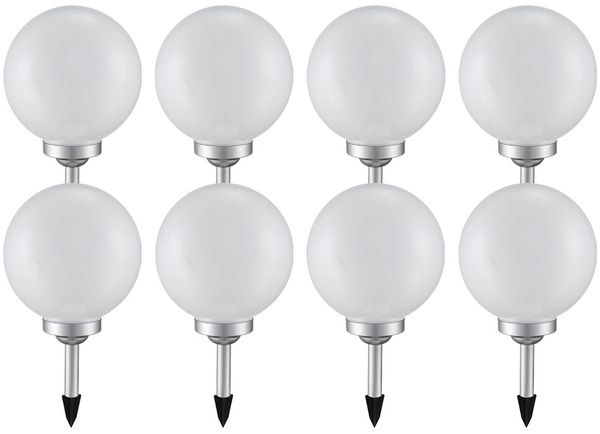 8x LED Solarleuchte, Kugel weiß, DM 20 cm, H 62 cm