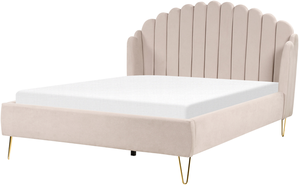 Bett mit Lattenrost AMBILLOU 160 x 200 cm Stoff Helles Beige