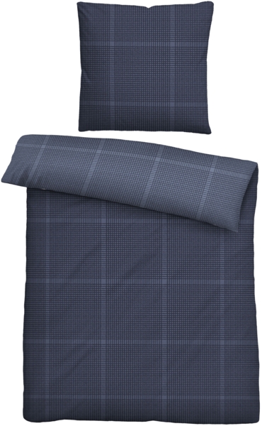 biberna Mako-Satin Bettwäsche 0614606 KARO, marine, 1x 155x220 cm + 1x 80x80 cm