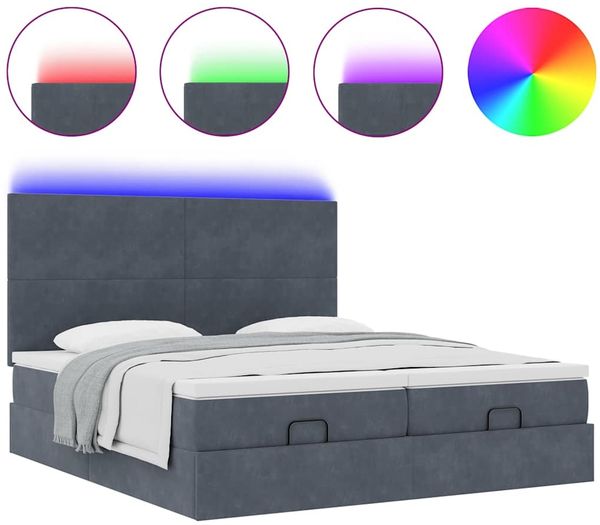 vidaXL Ottoman-Bett mit Matratzen & LEDs Dunkelgrau 160x200 cm Samt 3314598 Bild 5