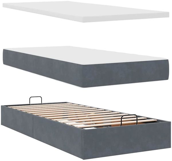 vidaXL Ottoman-Bett mit Matratzen & LEDs Dunkelgrau 160x200 cm Samt 3314598 Bild 12