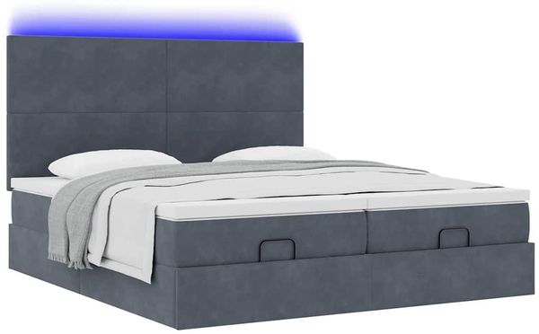 vidaXL Ottoman-Bett mit Matratzen & LEDs Dunkelgrau 160x200 cm Samt 3314598 Bild 6