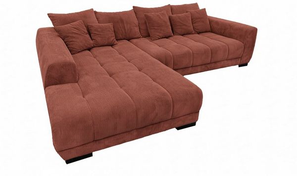 Massivart® Ecksofa Cord 300x215 cm / Nosagfederung / Cordsofa / ARTEMIS, inkl. Kissen-Set · frei im Raum stellbar