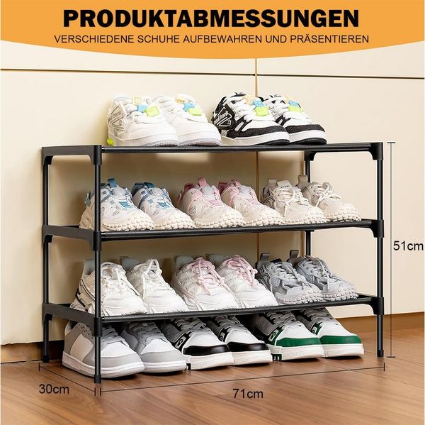 TUWENA Schuhregal 3 Ebenen Abnehmbar Schuhschrank, Schuhregal für den Eingangsbereich, Platzsparend Schuhablage für Wohnzimmer, Schlafzimmer, Flur, Eingang