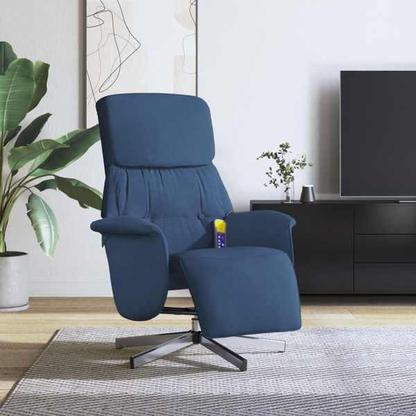 vidaXL Massagesessel mit Fußteil Blau Stoff 356676