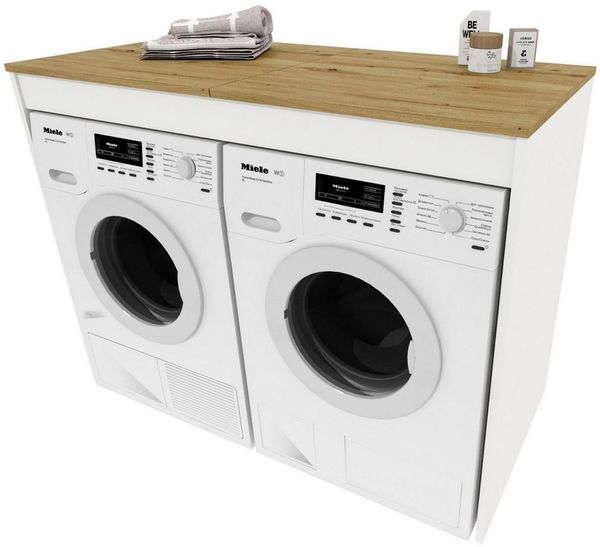 Raumhirsch Furniture Waschmaschinenumbauschrank Waschmaschinenschrank für Waschmaschine & Wäschetrockner (7 Farben lieferbar) für zwei Geräte geeignet