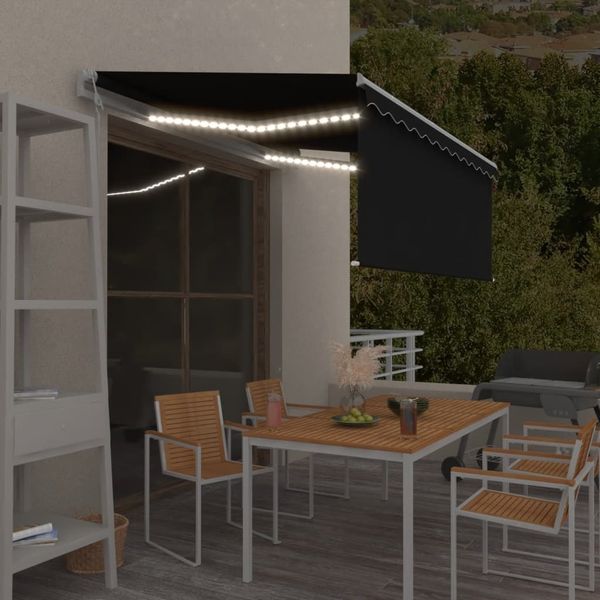 vidaXL Markise Automatisch mit Rollo LED Windsensor 3x2,5 m Anthrazit 3069274