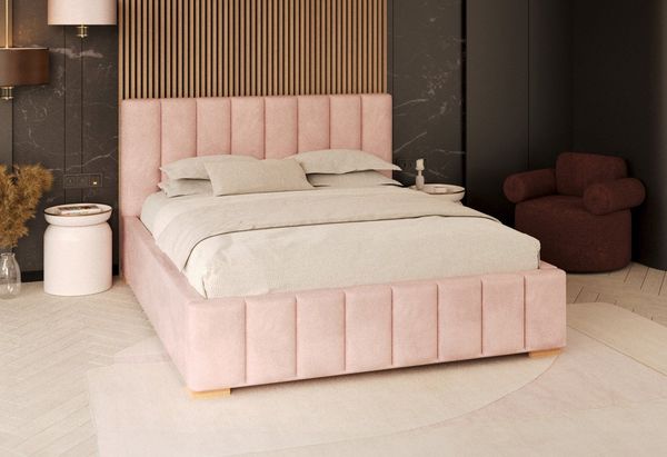 FDM Polsterbett modern mit Bettkasten MADE IN EU - mit hochwertigem Velours Bezug (verfügbar 90x200 120x200 140x200 160x200 180x200 cm, Bettrahmen, Bett, mit großen gepolsterten Kopfteil, mit Bettkasten zum aufklappen), Hebbarer Metallrahmen, Bettkasten...
