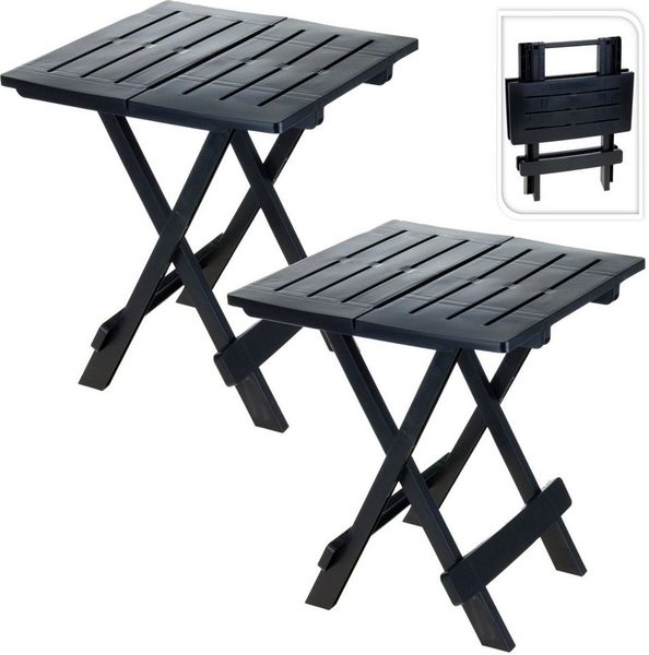 Progarden Beistelltisch Klapptisch Anthrazit 50 x 45 x 43 cm 2 Tlg. Set (Set, 2-St, Packung), UV-Beständig, Robust, Wetterfest, Made in Italy, Hochwertig
