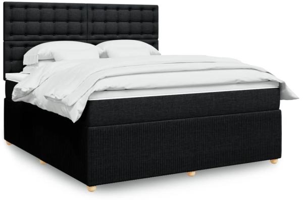 vidaXL Boxspringbett mit Matratze Schwarz 180x200 cm Stoff 3294451