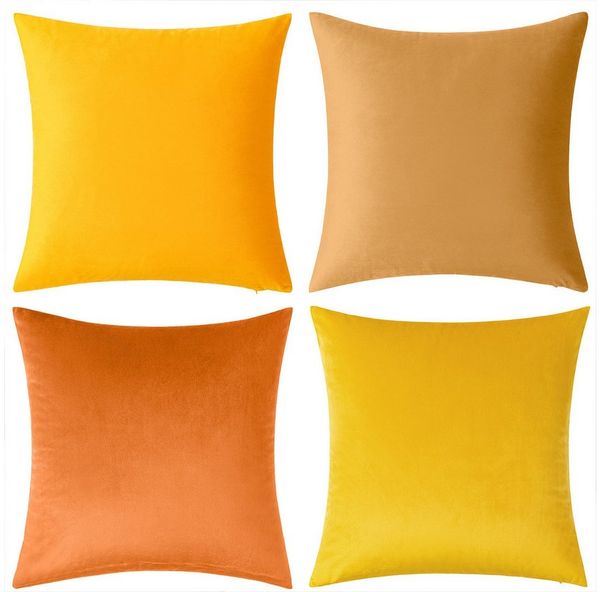 Qelus Kissenbezüge Kissen Bezug 45x45cm 4er Set Samt Kissenüberzug Einfach Pillowcase, Weihnachts Halloween Home Party Dekoration