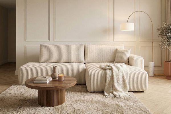 Kaiser Möbel Ecksofa mit Schlaffunktion und Bettkasten, Cordstoff Tilia, OPEN XL, XL-Format,Große Liegefläche,Cordstoff mit hoher Abriebfestigkeit