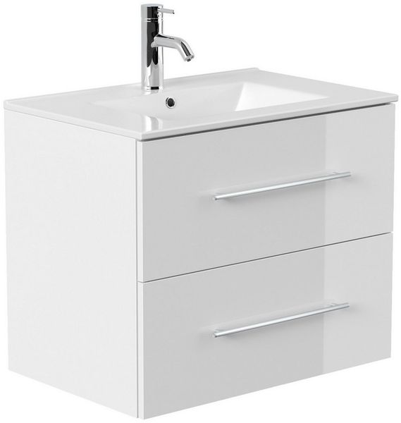 Posseik Badmöbel-Set Badmöbel Waschplatz "Homeline 70" weiß Hochglanz