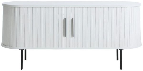 Liadomo Lowboard Uriel, TV-Möbel, TV-Board, TV-Unterschrank, 120 oder 180 cm Breite, Schiebetüren, Lamellen, schwarz, weiß, Natur, braun