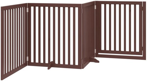vidaXL 4-tlg. Hundetor mit Tür Faltbar Braun 320 cm Pappelholz 352267 Bild 6