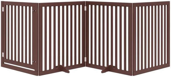 vidaXL 4-tlg. Hundetor mit Tür Faltbar Braun 320 cm Pappelholz 352267 Bild 3