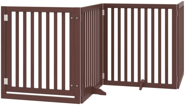 vidaXL 4-tlg. Hundetor mit Tür Faltbar Braun 320 cm Pappelholz 352267