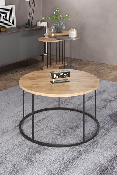 Couchtisch- und Satztisch-Set 70 x 50 cm Spanplatte Grau 89321773 [en. casa]