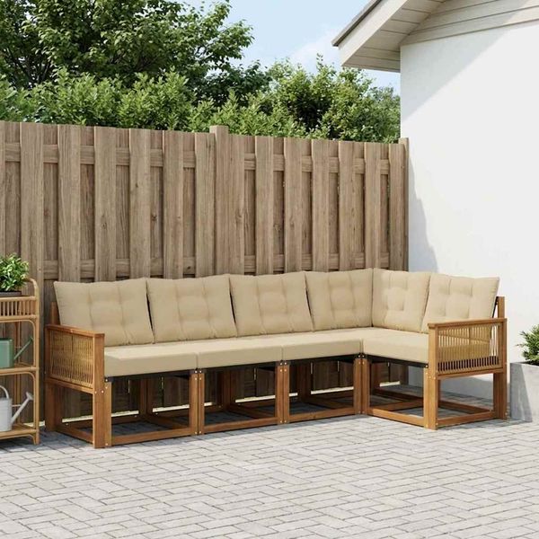 vidaXL Outdoor-Sofagarnitur mit Kissen 5 pcs Natur und Beige 3381957