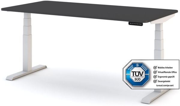 ASSMANN Elektrisch Höhenverstellbarer Familien Schreibtisch Pitino Curved 120x70cm Anthrazit Signalweiß Metall Holz
