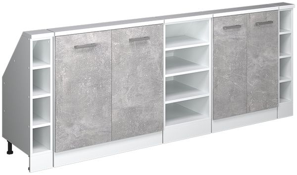Küchenschrank für Dachschrägen R-Line Beton 210 cm 5er Set Vicco