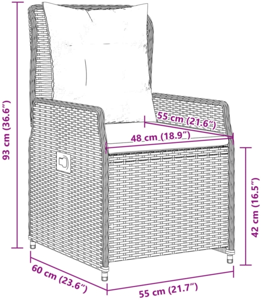 vidaXL Liegende Gartenstühle 2 Stk. Grau Poly Rattan 368659 Bild 9
