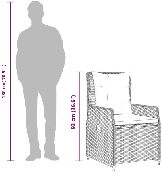 vidaXL Liegende Gartenstühle 2 Stk. Grau Poly Rattan 368659 Bild 10