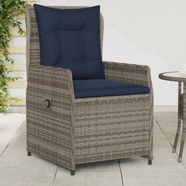 vidaXL Liegende Gartenstühle 2 Stk. Grau Poly Rattan 368659
