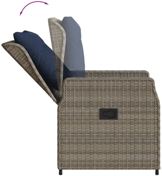 vidaXL Liegende Gartenstühle 2 Stk. Grau Poly Rattan 368659 Bild 7