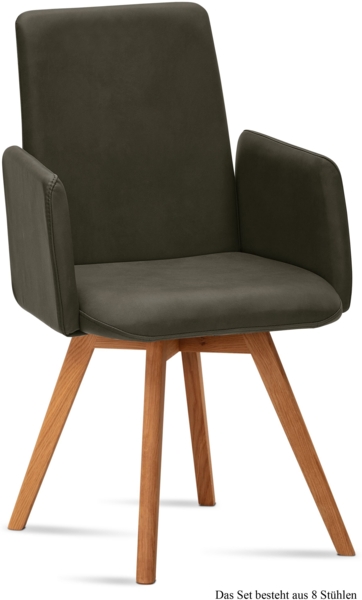 Armlehnstuhl (8er-Set) Dilys 52x92x60 Eiche geölt/Khaki