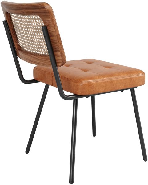 Merax 2er Set Esszimmerstühle aus Kunstleder, Polsterstühle(Set, 2 St), Rattan-Loungesessel Schminkstuhl Ergonomischer Stuhl Leichter Luxusstuhl Retro-Stuhl, Braun Bild 8