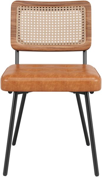 Merax 2er Set Esszimmerstühle aus Kunstleder, Polsterstühle(Set, 2 St), Rattan-Loungesessel Schminkstuhl Ergonomischer Stuhl Leichter Luxusstuhl Retro-Stuhl, Braun Bild 5