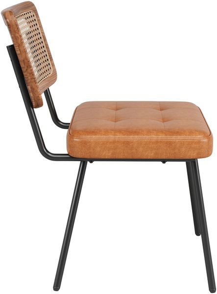 Merax 2er Set Esszimmerstühle aus Kunstleder, Polsterstühle(Set, 2 St), Rattan-Loungesessel Schminkstuhl Ergonomischer Stuhl Leichter Luxusstuhl Retro-Stuhl, Braun Bild 7