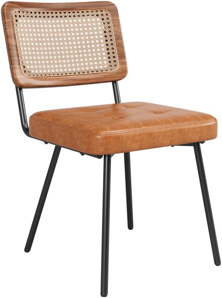 Merax 2er Set Esszimmerstühle aus Kunstleder, Polsterstühle(Set, 2 St), Rattan-Loungesessel Schminkstuhl Ergonomischer Stuhl Leichter Luxusstuhl Retro-Stuhl, Braun Bild 10