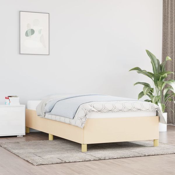vidaXL Bettgestell ohne Matratze Creme 90x190 cm Stoff 347130