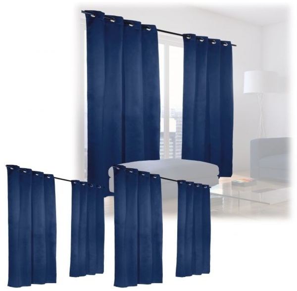 Relaxdays 6x Vorhang, Polyester blau, 245x135 cm