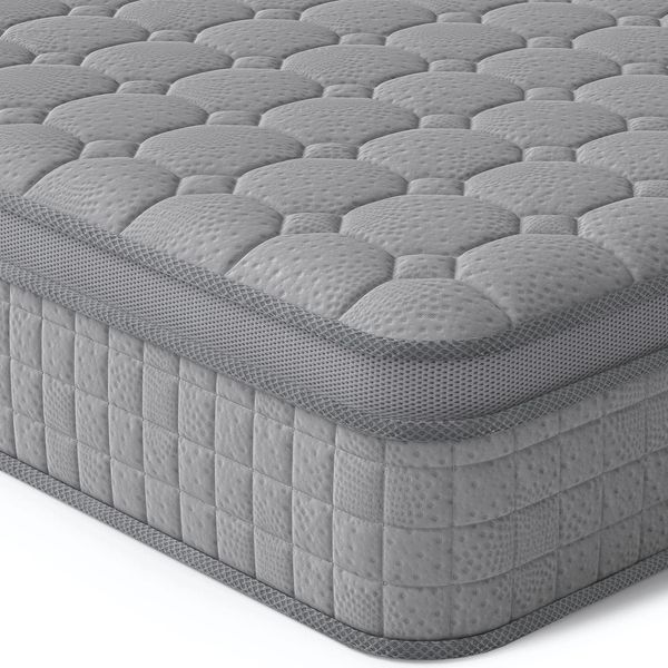 Vesgantti Hybridmatratze 140x200, H3 7-Zonen Druckentlastung Orthopädische Matratze, Taschenfederkernmatratze Oeko-TEX Zertifiziert, atmungsaktiv (30 cm Tight Top, grau)‌