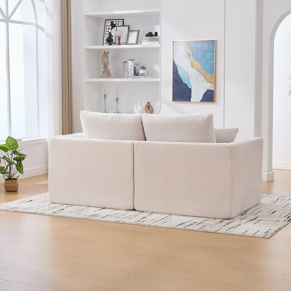 2-Sitzer Sofa B 204 x T 102,5 x H 84 cm mit Cordbezug in Beige