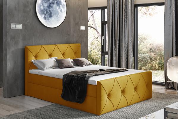 99rooms Arian Lux Boxspringbett Velours 140 x 200 cm Gelb