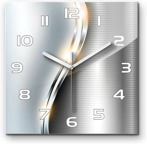 Tulup Wanduhr Metallabstraktion Küche Salon Uhr 30 cm x 30 cm Glasuhr (Analog, Stille Uhr)